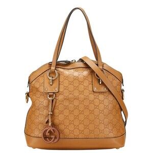 Gucci Guccissima Tote Bag Hobo Shoulder Brown Leather